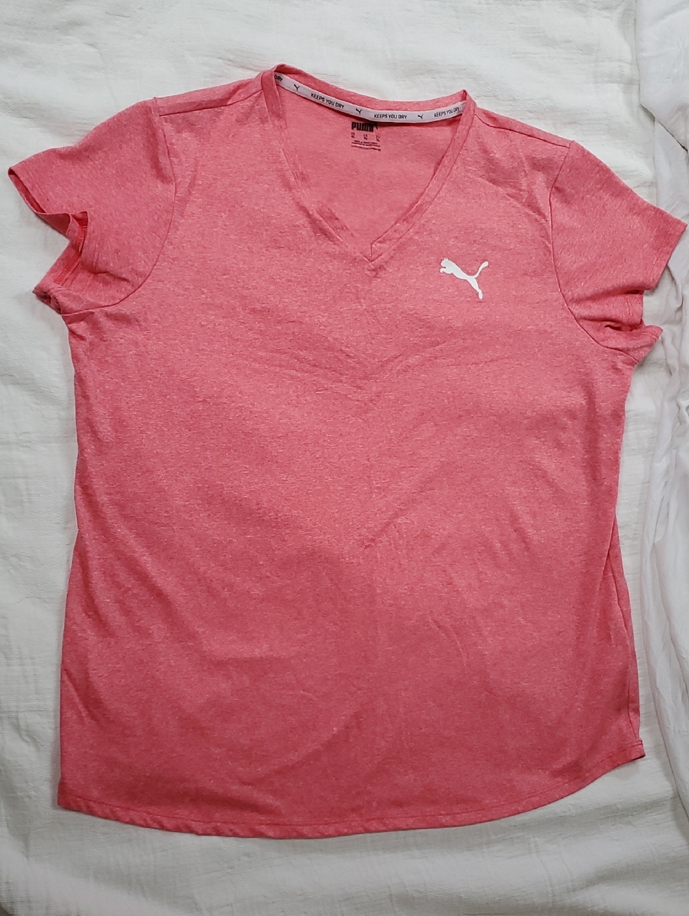 Puma Women's Coral Pink V-Neck Short Sleeve Tee
